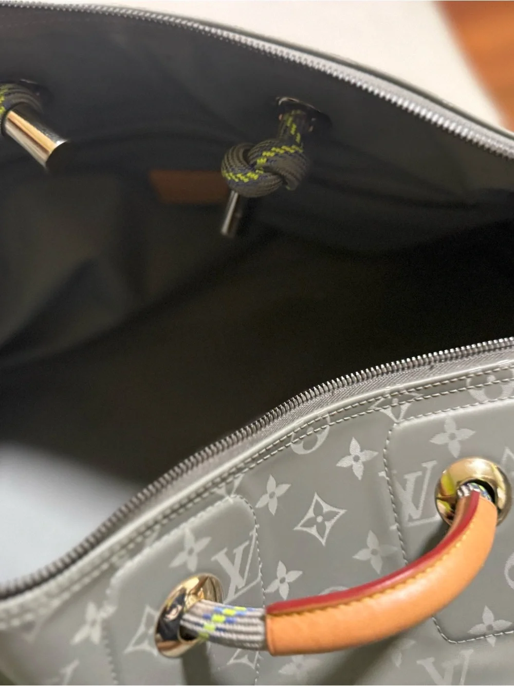 LOUIS VUITTON Monogram Titanium Keepall Bandouliere 50 Boston Bag